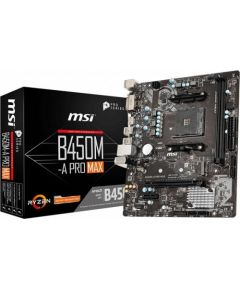 MSI B450M-A PRO MAX, AM4,2 x DDR4, 1 x PCI-Ex16, 1 x M.2 slot, 4 x SATA 6Gb/s