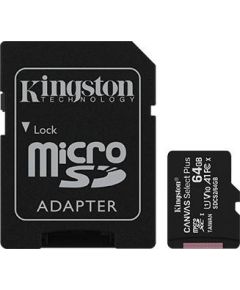 Kingston 64GB micSDXC Canvas Select Plus 100R A1 C10 Card + Aapter