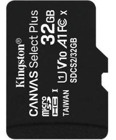 Kingston 32GB micSDHC Canvas Select Plus 100R A1 C10 Single Pack w/o ADP