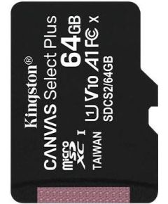 Kingston 64GB micSDXC Canvas Select Plus 100R A1 C10 Single Pack w/o ADP