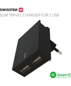 Swissten Premium Tīkla Lādētājs USB 3А / 15W Melns