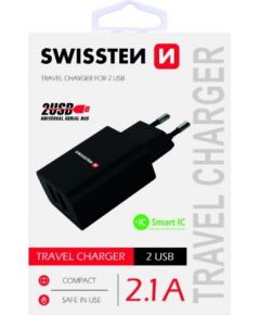 Swissten Premium Tīkla Lādētājs USB 2.1А / 10.5W Melns