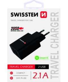 Swissten Premium Зарядное устройство USB 2.1А / 10.5W Черное