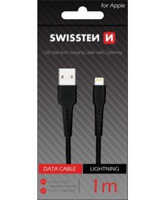 Swissten Basic Fast Charge 3A Lightning (MD818ZM/A) Datu un Uzlādes Kabelis 1m Melns