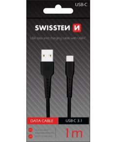 Swissten Basic Universāls Quick Charge 3.1 USB-C Datu un Uzlādes Kabelis 1m Melns
