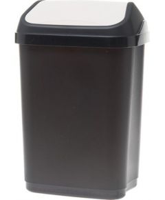Keeeper Atkritumu tvertne ar šūpoļveida vāku, 10 L, melna-baltā krāsā