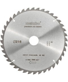 Metabo Classic Zāģa ripa 216x2,4/1,8x30mm, z40, WZ, -5° Griešanas disks kokam