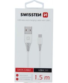 Swissten Basic Universāls Quick Charge 3.1 USB-C Datu un Uzlādes Kabelis 1.5m Balts