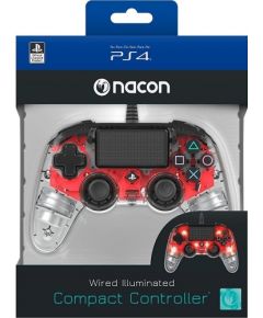 Nacon Compact Controller Wired - Illuminated Red (PS4)