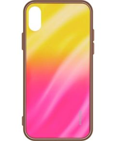 Evelatus iPhone XR Water Ripple Gradient Color Anti-Explosion Tempered Glass Case  Gradient Yellow-Pink