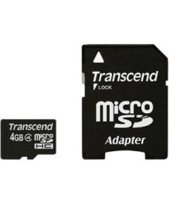 Transcend memory card Micro SDHC 4GB Class 4 + adapter