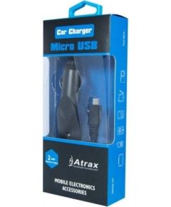 ATX Platinum Премиум Автомобильная зарядка 12 / 24V / 1A + Провод Micro USB Черная (Blue Blister)
