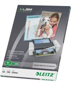 Esselte Laminēšanas kabata LEITZ, A3, 80 mikr, UDT, 100 gab./iepak.