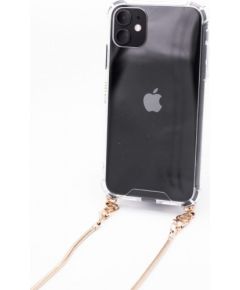 Evelatus iPhone 11 Pro Silicone TPU Transparent with Necklace Strap Pro  Gold