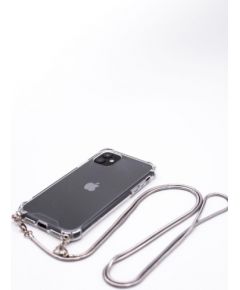 Evelatus Samsung A50 Silicone TPU Transparent with Necklace Strap  Silver