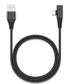 RoGer (iOS 13) Lightning Datu un uzlādes kabelis ar papildus Pieslēgvietu (ligzda) no Izturīga Materiāla 1m Melns