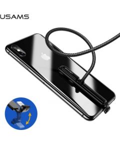 Usams US-SJ278 U9 Плетёный USB на Lightning кабель для подзаряда и передачи дянных для игр 1.5m с присоской Черный