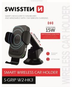 Swissten W2-HK3 Turētājs Ar 15W Wireless Uzlādi + Micro USB Vads 1.2m Melns