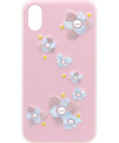 Devia Flower Embroidery Lanya Aizmugurējais Silikona Apvalks priekš Apple iPhone X / XS Rozā