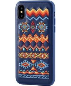 Devia Flower Embroidery Bohemian Aizmugurējais Silikona Apvalks priekš Apple iPhone X / XS Zils