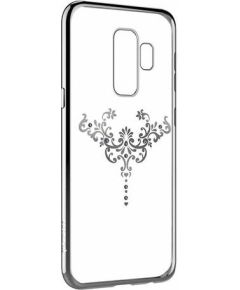 Devia Crystal Iris Aizmugurējais Silikona Apvalks ar Swarovski Kristaliem priekš Samsung G965 Galaxy S9 Plus Sudrabs