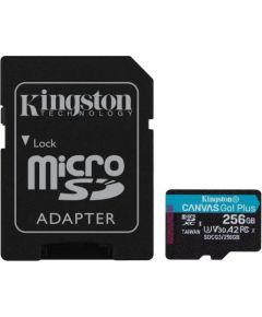 Kingston Canvas Go! Plus 256GB V30 A2 microSDXC 170MB/s + Adapter atmiņas karte