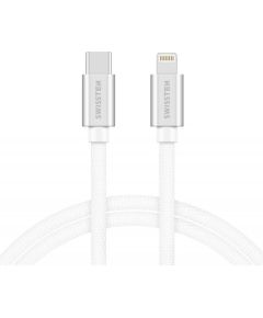 Swissten Textile Универсальный Quick Charge 3.1 USB-C на Lightning Кабель данных 1.2м Серебряный