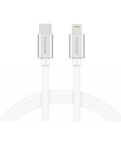 Swissten Textile Универсальный Quick Charge 3.1 USB-C на Lightning Кабель данных 1.2м Серебряный