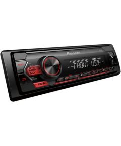 Pioneer MVH-S120UB MOSFET 4x50W;  USB,FLAC,MP3 ;FM;AUX in;1xRCA; balts/sarkans apgaismojums     .