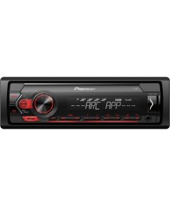 Pioneer MVH-S120UI MOSFET 4x50W;  USB,FLAC,MP3 ;FM;AUX in;1xRCA;iPhone control; balts/sarkans apgaismojums     .