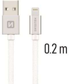 Swissten Textile Fast Charge 3A Lightning (MD818ZM/A) Кабель Для Зарядки и Переноса Данных 20 cm Серебряный