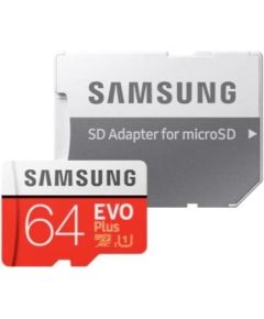 Samsung EVO+ Plus 64GB microSD + adapter class 10 Atmiņas kartes micro SD SDHC