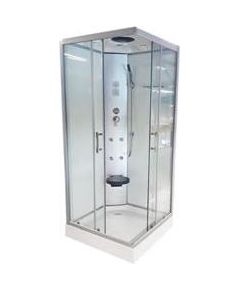 Masāžas dušas kabīne VENTO PALERMO 90x90x215cm, zemais (15cm) paliktnis, caurspīdīgi stikli