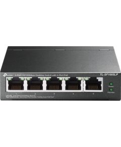 TP-Link TL-SF1005LP Switch Unmanaged, Desktop, 5x10/100Mbps ports, 4xPoE ports, PSU external, Steel case