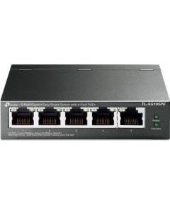 TP-Link TL-SG105PE Switch Unmanaged, Desktop, 5x10/100/1000Mbps ports, 4xPoE+ ports, PSU external, Steel case