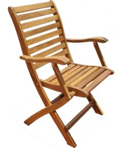 Dārza krēsls LATTE 48x59xH88cm, balts un pelēks tekstilaudums, alumīnija rāmis: bambusa koka izskats