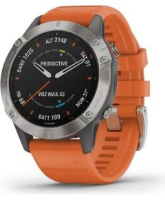 Garmin fenix 6 Sapphire Titanium grey - silver / orange