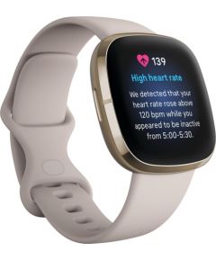 Fitbit Sense, lunar white/soft gold stainless steel
