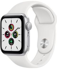 Apple Watch SE GPS, 44mm Silver Aluminium Case with White Sport Band - Regular