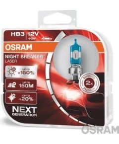 Osram HB3 12V 60W Halogen Headlamp Night Breaker Laser +150% 2gab