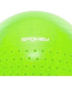 Spokey HALF FIT Gymnastic ball, Anti-burst system, 2 surface (smooth and massage nibs), 65 cm, Pump in a set, 200 kg, Green