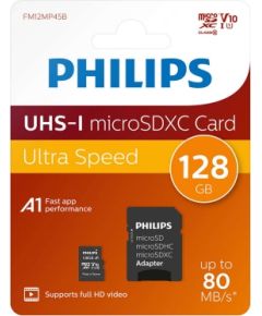 Philips Micro SDXC Card 128GB Class 10 UHS-I U1 + Adapter atmiņas karte