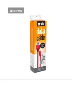 ColorWay Data Cable Apple Lightning Charging cable, Fast and safe charging; Stable data transmission, Red, 1 m