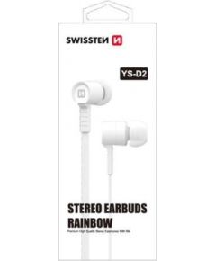 Swissten Earbuds Rainbow YS-D2 Stereo Austiņas ar Mikrofonu 3,5mm / 1.2m Baltas