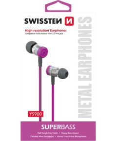 Swissten SuperBass Earbuds Metal YS900 Stereo Austiņas ar mikrofonu 3,5mm / 1.2m Rozā