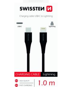 Swissten Basic Universāls Quick Charge 3.1 USB-C uz Lightning Datu un Uzlādes Kabelis 1m Melns