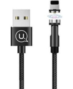 Usams SJ472 Rotatable Magnetic Universāls 2.1A Apple Lightning (MD818ZM/A) USB Datu un Uzlādes Kabelis 1m Melns