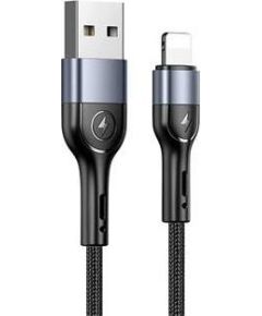 Usams SJ448 Aluminium Alloy Braided 2A Universāls Apple Lightning (MD818ZM/A) USB Datu un Uzlādes Kabelis 1m Melns