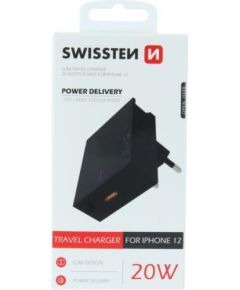 Swissten Premium Зарядное устройство  20 Вт для всех моделей iPhone 12 Cерии черный