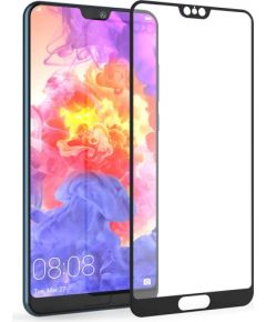 (Ir veikalā) Fusion Full Glue 5D Tempered Glass Aizsargstikls Pilnam Ekrānam Huawei P20 Pro Melns